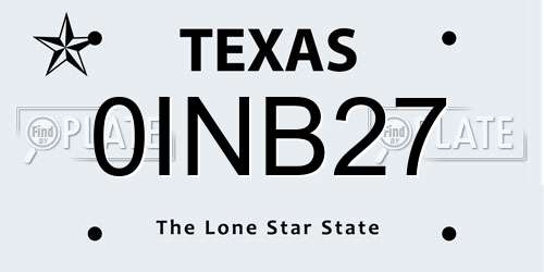 0INB27 Texas License Plate