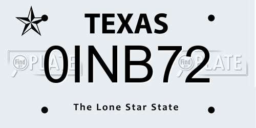 0INB72 Texas License Plate