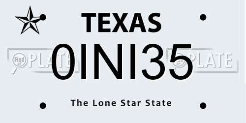 0INI35 Texas License Plate