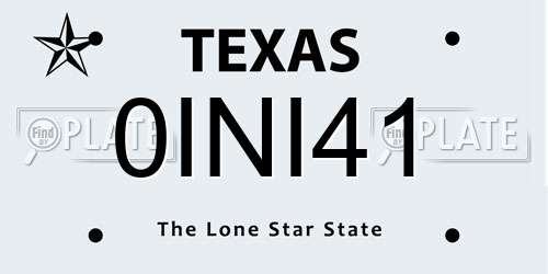 0INI41 Texas License Plate