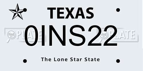 0INS22 Texas License Plate