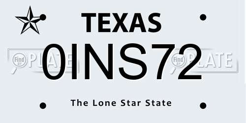 0INS72 Texas License Plate