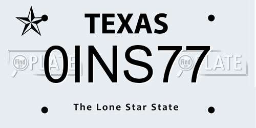 0INS77 Texas License Plate