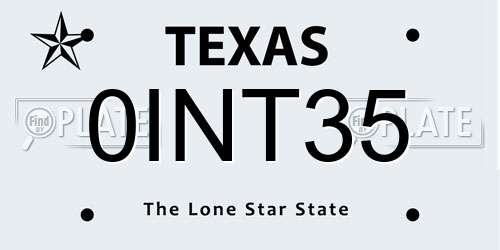 0INT35 Texas License Plate