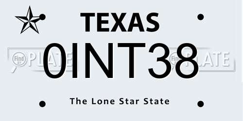 0INT38 Texas License Plate