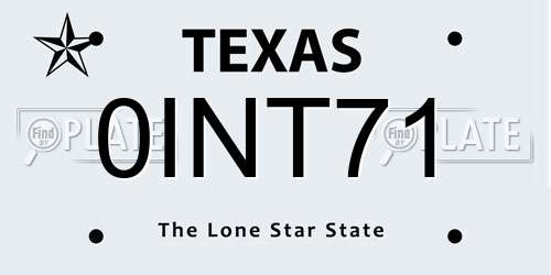 0INT71 Texas License Plate