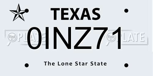 0INZ71 Texas License Plate