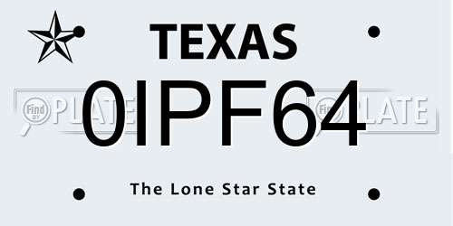 0IPF64 Texas License Plate