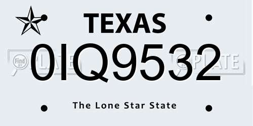 0IQ9532 Texas License Plate