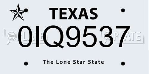 0IQ9537 Texas License Plate