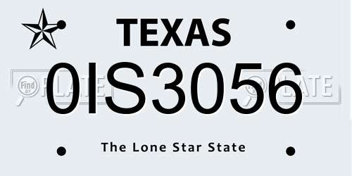0IS3056 Texas License Plate
