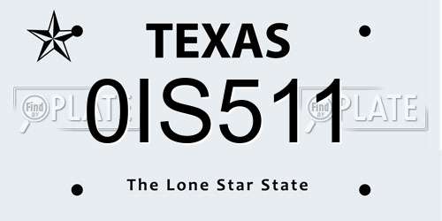 0IS511 Texas License Plate