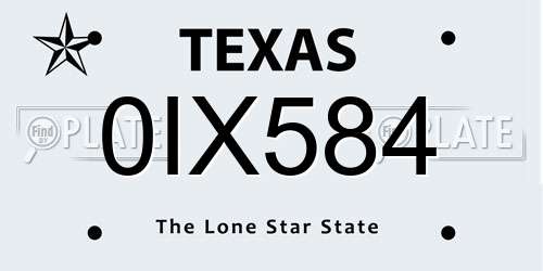 0IX584 Texas License Plate