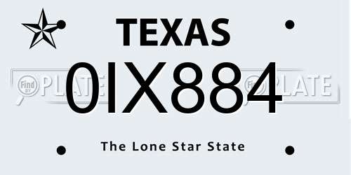 0IX884 Texas License Plate
