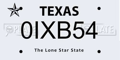 0IXB54 Texas License Plate