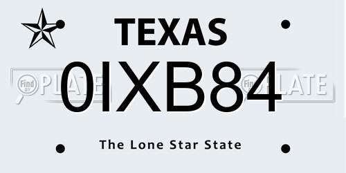 0IXB84 Texas License Plate