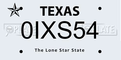 0IXS54 Texas License Plate
