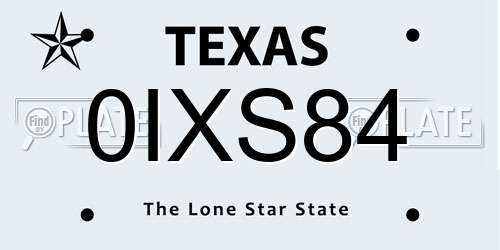 0IXS84 Texas License Plate