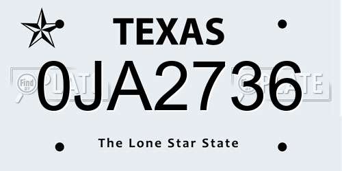 0JA2736 Texas License Plate