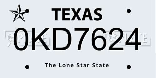 0KD7624 Texas License Plate