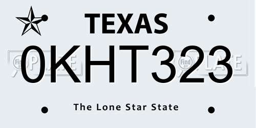 0KHT323 Texas License Plate