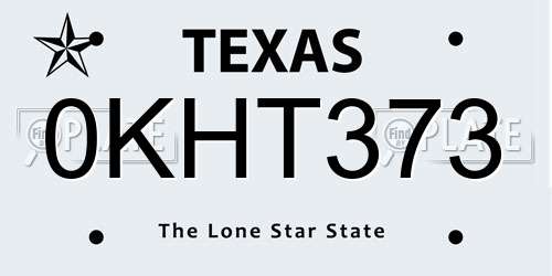 0KHT373 Texas License Plate