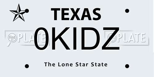 0KIDZ Texas License Plate