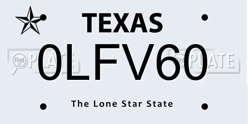 0LFV60 Texas License Plate