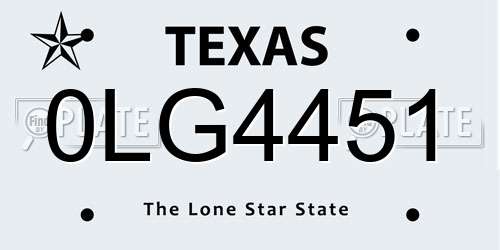 0LG4451 Texas License Plate