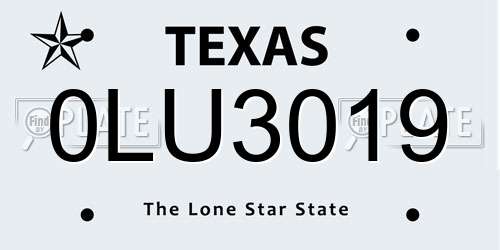 0LU3019 Texas License Plate
