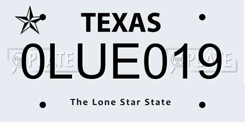 0LUE019 Texas License Plate