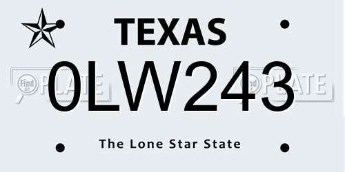 0LW243 Texas License Plate