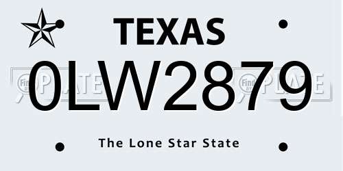 0LW2879 Texas License Plate
