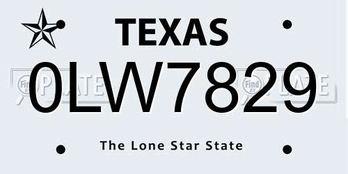 0LW7829 Texas License Plate