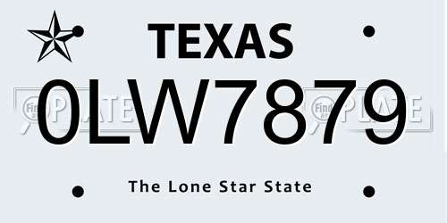 0LW7879 Texas License Plate