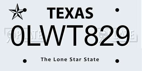 0LWT829 Texas License Plate