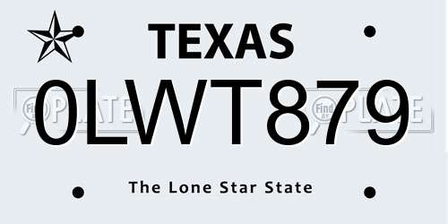 0LWT879 Texas License Plate