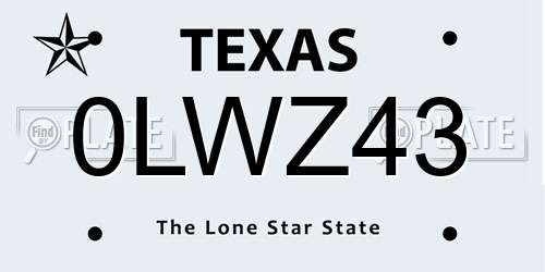 0LWZ43 Texas License Plate