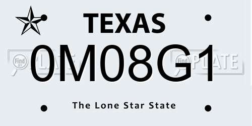 0M08G1 Texas License Plate
