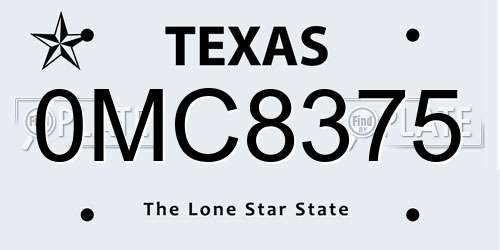 0MC8375 Texas License Plate