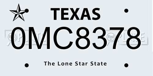 0MC8378 Texas License Plate