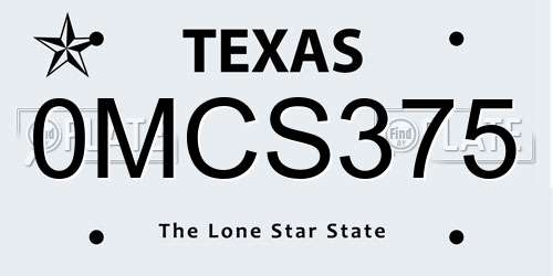 0MCS375 Texas License Plate