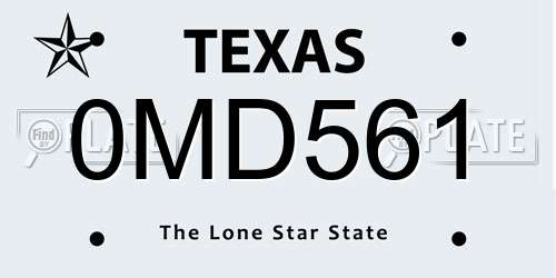 0MD561 Texas License Plate