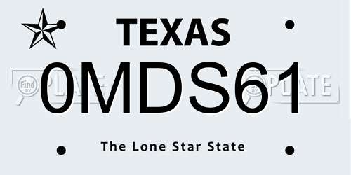 0MDS61 Texas License Plate