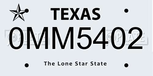 0MM5402 Texas License Plate