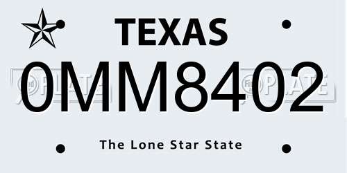 0MM8402 Texas License Plate