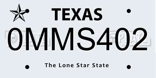 0MMS402 Texas License Plate