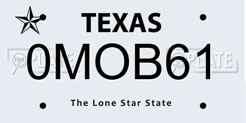 0MOB61 Texas License Plate