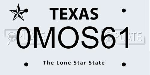 0MOS61 Texas License Plate