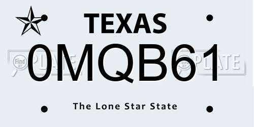 0MQB61 Texas License Plate
